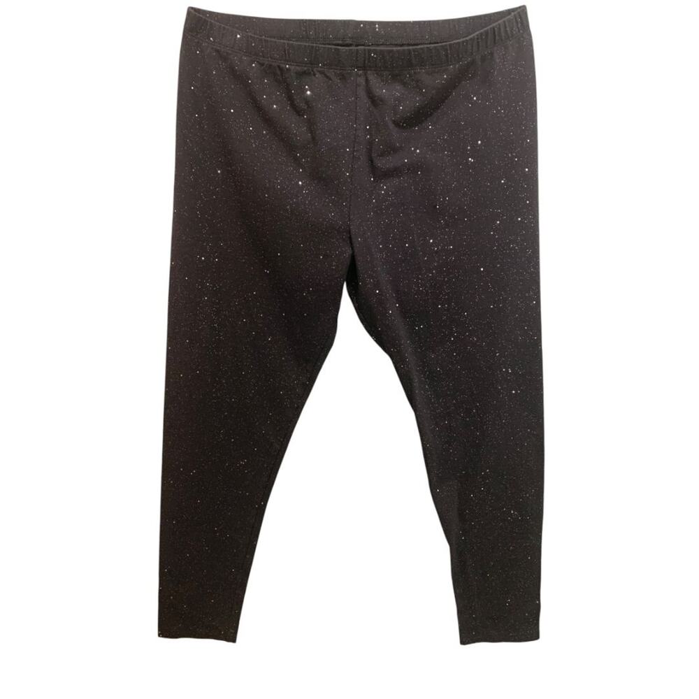 Size 3XL (22.5) Thereabouts Big Kids Black Sparkle Full Length Leggings